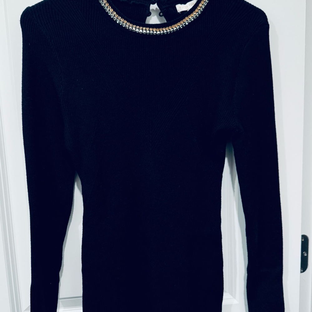 Flying Tomato Black Top with Jeweled Collar 💎 ✨